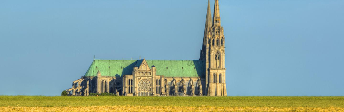 Cathédrale de Chartres au milieu des champs de blé